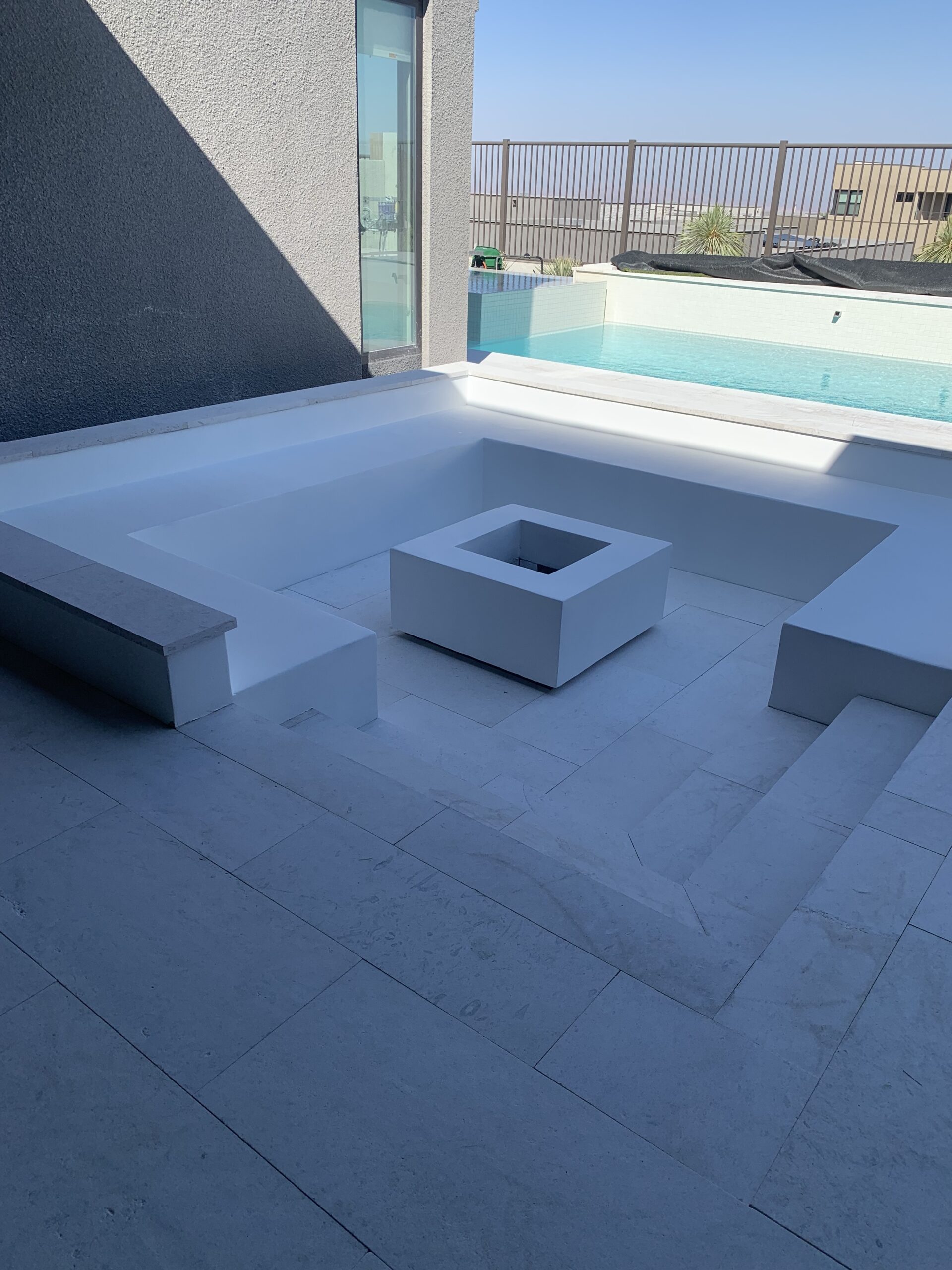 Backyard Hardscape Bench Las Vegas